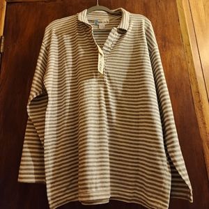 Grey white striped long sleeve top